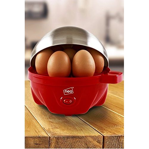  Neo Red Stainless Steel Electric Egg Cooker Boiler Poacher & Steamer Fits 7Eggs