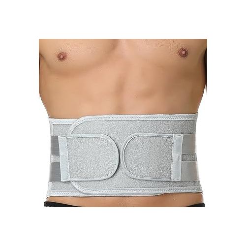  NeoTech Care Back Brace - Breathable & Adjustable Support for Lower Back Pain - Double Pull Compression Straps - Lifting Spine Protection Vest - Grey (Size S)