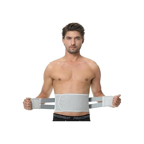  NeoTech Care Back Brace - Breathable & Adjustable Support for Lower Back Pain - Double Pull Compression Straps - Lifting Spine Protection Vest - Grey (Size S)