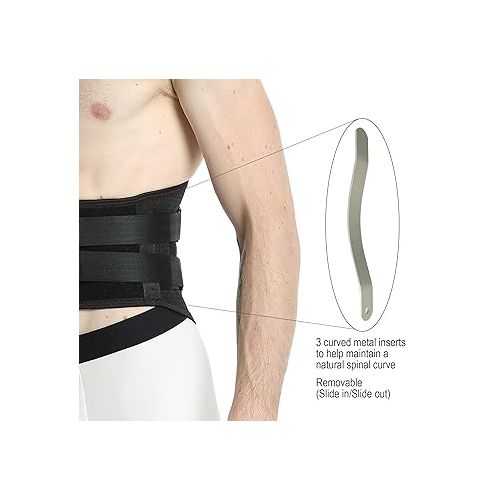  NeoTech Care Back Brace - Breathable & Adjustable Support for Lower Back Pain - Double Pull Compression Straps - Lifting Spine Protection Vest - Black (Size L)