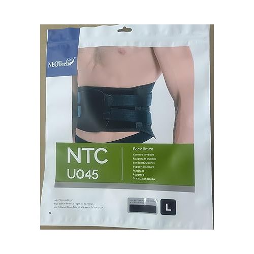 NeoTech Care Back Brace - Breathable & Adjustable Support for Lower Back Pain - Double Pull Compression Straps - Lifting Spine Protection Vest - Black (Size L)