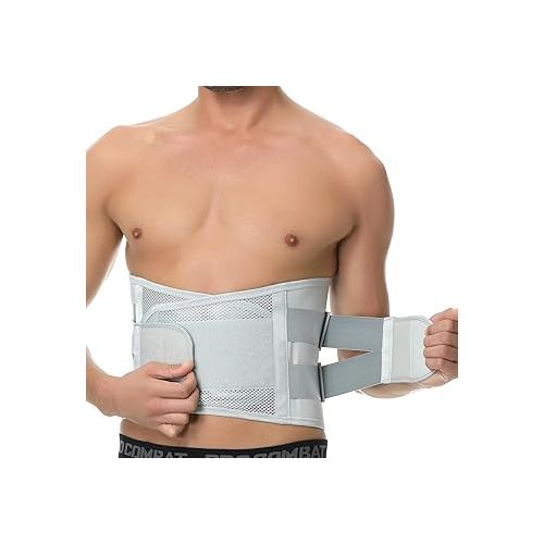  NeoTech Care Adjustable Double Pull Lumbar Brace/Lower Back Belt, Grey, Size S