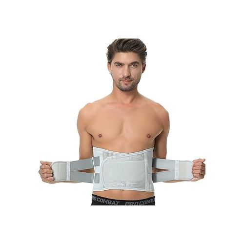  NeoTech Care Adjustable Double Pull Lumbar Brace/Lower Back Belt, Grey, Size S