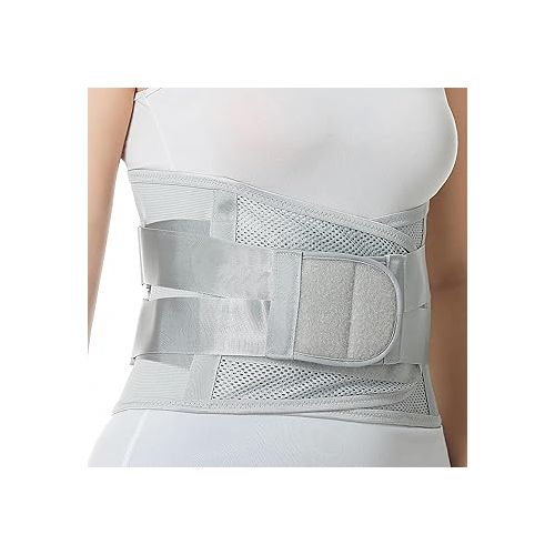  NeoTech Care Adjustable Double Pull Lumbar Brace/Lower Back Belt, Grey, Size S