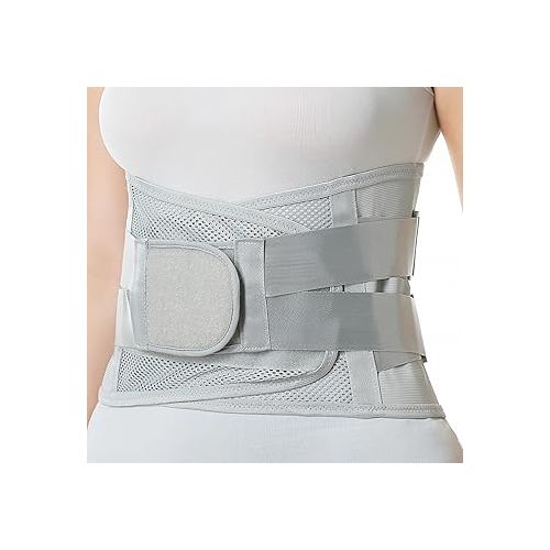  NeoTech Care Adjustable Double Pull Lumbar Brace/Lower Back Belt, Grey, Size S