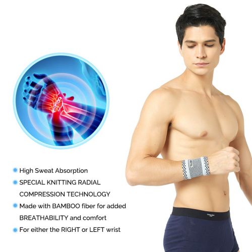  Neotech Care Wrist Band (1 Unit) - Bamboo Fiber Knitted Fabric - Light, Elastic & Breathable - Men, Women, Right or Left - for Sweat, Sports, Exercise, Workout, Gym - Grey Color (S