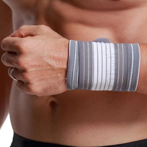  Neotech Care Wrist Band (1 Unit) - Adjustable Compression Strap - Elastic & Breathable Fabric - Support Sleeve for Tennis, Sports, Exercise - Men, Women, Right or Left - Grey Color