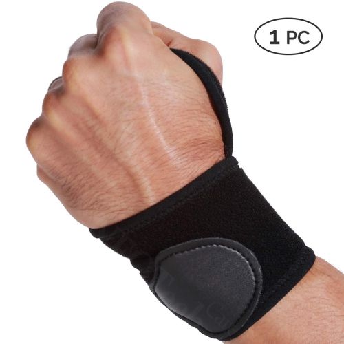  Neotech Care Wrist Band (1 Unit) - Elastic & Breathable Fabric - Adjustable Compression Strap - Men, Women, Right or Left - Support Wrap for Protection or Sports - Black Color (Siz