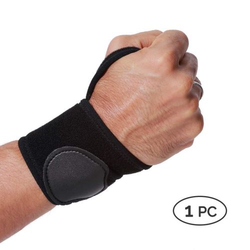  Neotech Care Wrist Band (1 Unit) - Elastic & Breathable Fabric - Adjustable Compression Strap - Men, Women, Right or Left - Support Wrap for Protection or Sports - Black Color (Siz