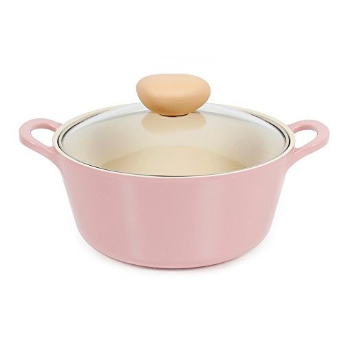  Neoflam Retro 3QT Ceramic Nonstick Stockpot w/ Glass Lid, Pink: Kitchen & Dining