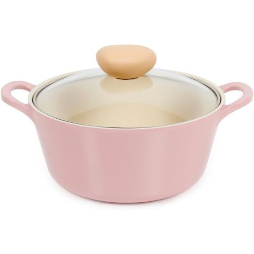  Neoflam Retro 3QT Ceramic Nonstick Stockpot w/ Glass Lid, Pink: Kitchen & Dining