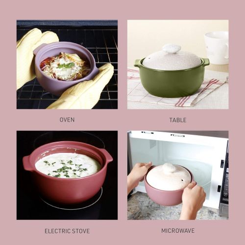  [아마존베스트]Neoflam Kiesel 1.5qt Non-Stick Ceramic Casserole, Dutch Oven, Clay Pot, Stockpot for Stew, Soup, Steam, Scratch Resistant, Microwave, Oven Safe, Lilac