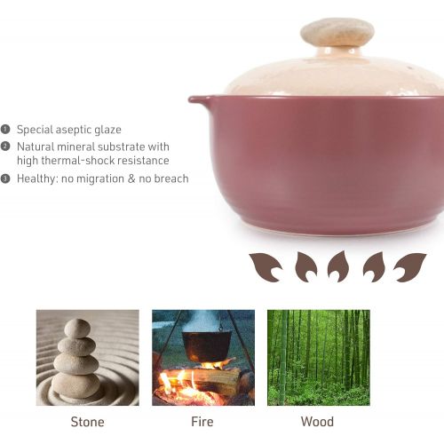  [아마존베스트]Neoflam Kiesel 1.5qt Non-Stick Ceramic Casserole, Dutch Oven, Clay Pot, Stockpot for Stew, Soup, Steam, Scratch Resistant, Microwave, Oven Safe, Lilac