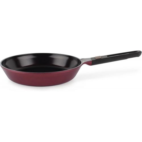  Neoflam MyPan 6-Piece Ceramic Non-Stick Cookware Set with Detachable Handle, Ruby Red, Glass Lids