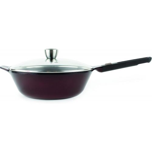  Neoflam MyPan 6-Piece Ceramic Non-Stick Cookware Set with Detachable Handle, Ruby Red, Glass Lids