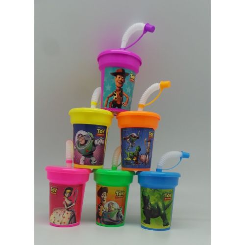  6 Toy Story Buzz, Woody Stickers Birthday Sipper Cups with lids Party Favor Cups by Neon