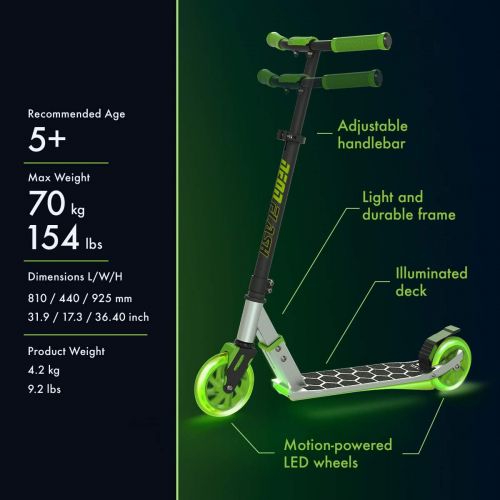  New Neon Flash Kids Scooter - Light Up Deck & Wheels Kick Scooter