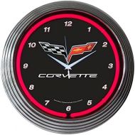 Neonetics Corvette GM C6 Genuine Electric Neon 15 Inch Wall Clock Glass Face Chrome Finish USA Warranty
