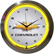 Neonetics Chevrolet Gold Bowtie Yellow Neon Wall Clock, 15 Inch