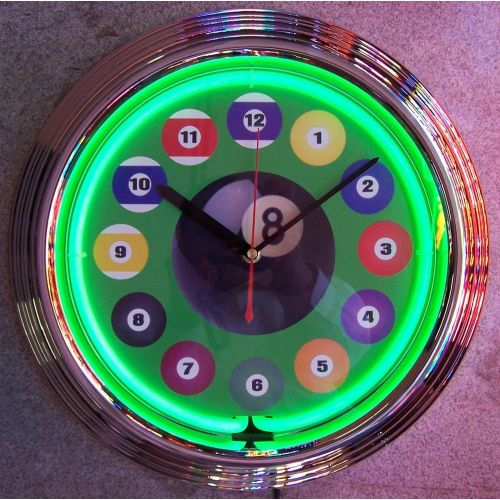  Neonetics Billiard Ball Green Neon Clock