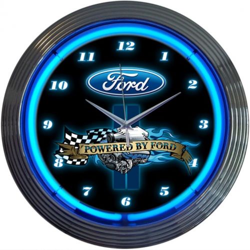  Neonetics Powered by Ford Neon Wall Clock, 15-Inch