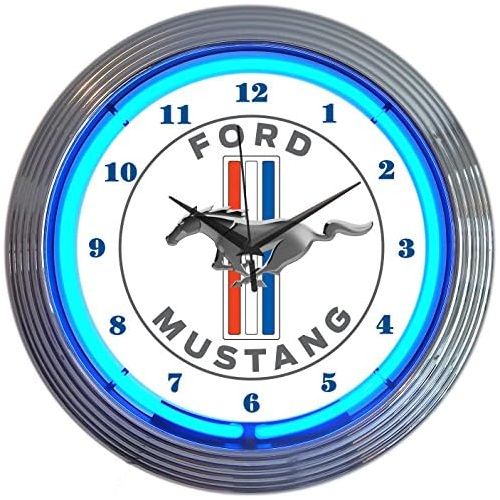  Neonetics Ford Mustang Blue Neon Wall Clock, 15-Inch