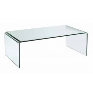 Neos Modern Furniture CT2010C-F-N CT2010C-F Modern Contemporary Bent Glass Living Room Coffee Table, 15, Clear