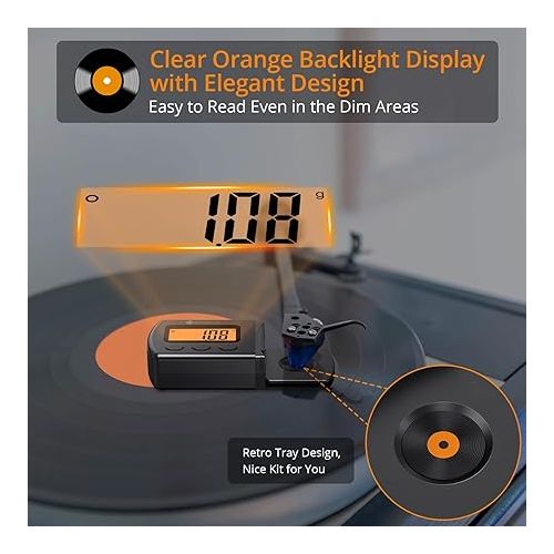  Neoteck Digital Turntable Stylus Force Scale Gauge 0.01g/5.00g Orange LCD Backlight for Tonearm Phono Cartridge-Jet Black