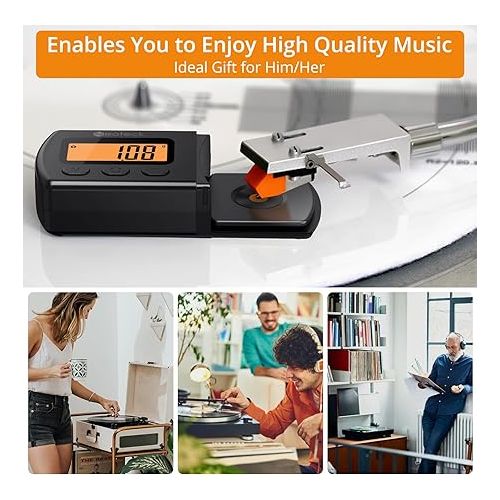  Neoteck Digital Turntable Stylus Force Scale Gauge 0.01g/5.00g Orange LCD Backlight for Tonearm Phono Cartridge-Jet Black