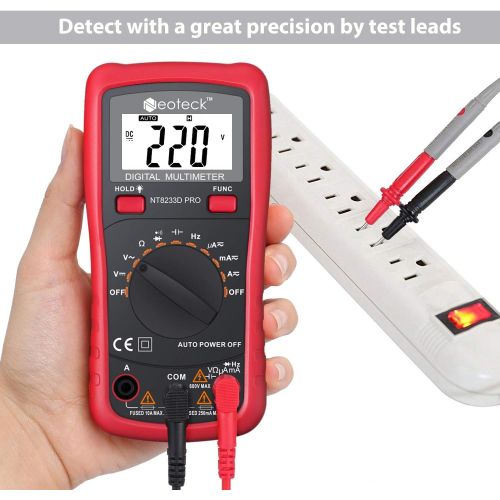  [아마존 핫딜]  [아마존핫딜]Neoteck Auto Ranging Digital Multimeter AC/DC Voltage Current Ohm Capacitance Frequency Diode Transistor Audible Continuity, Multi Tester with Backlit LCD-- Red