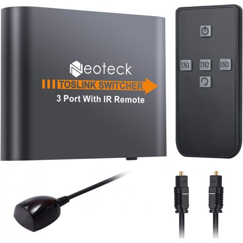  [아마존베스트]Neoteck 3 Port Toslink Switch Digital Optical Audio Switcher with IR Remote Control Supported Dolby-AC3 DTS LPCM2.0 for PS3 PS4 Xbox Blu-Ray Player PC to AV Amplifier Speaker