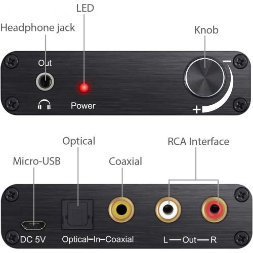  [아마존베스트]Neoteck 192kHz Digital to Analog Audio Converter Support Dolby DTS/AC-3 5.1CH Digital SPDIF Coaxial Toslink to Analog Stereo RCA L/R + 3.5mm Jack Audio Converter