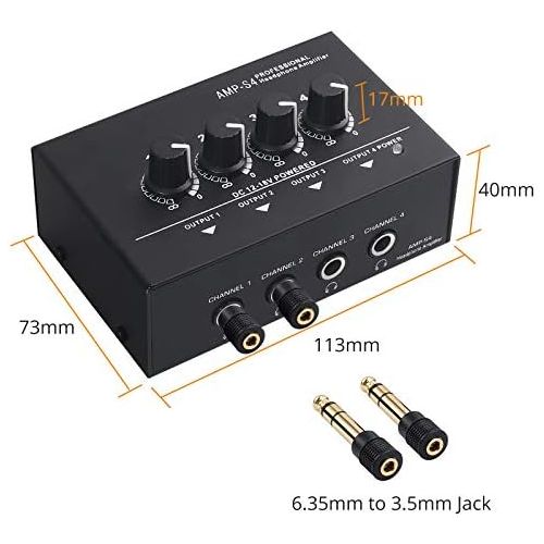  [아마존베스트]Neoteck Portable 4 Channel Stereo Headphone Amplifier - Professional Multi-Channel Mini Headphone Splitter Amplifier with Symmetrical TRS Headphone Output and TRS Audio Input for S