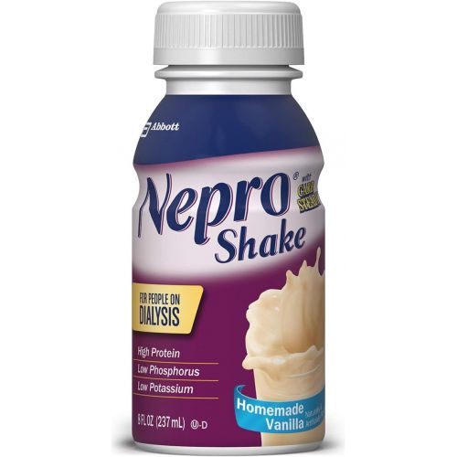  Nepro Therapeutic Nutrition Shake with 19 grams of protein, Nutrition for people on Dialysis, Vanilla, 8 fl ounces, (Pack of 16)
