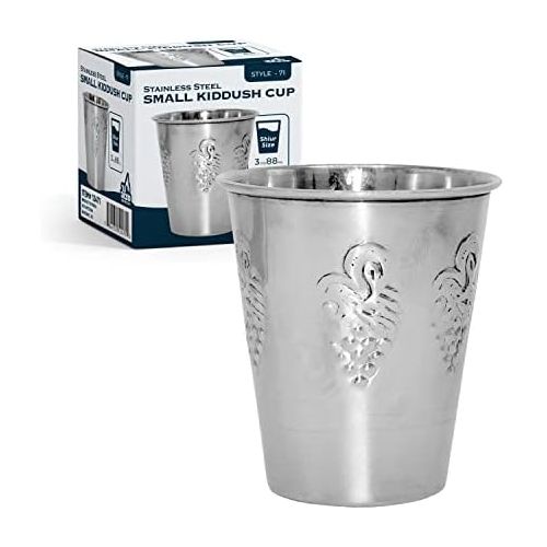  [아마존베스트]Ner Mitzvah Kiddush Cup and Tray - Premium Quality Stainless Steel Wine Cup - For Shabbat and Havdalah - Judaica Shabbos and Holiday Gift