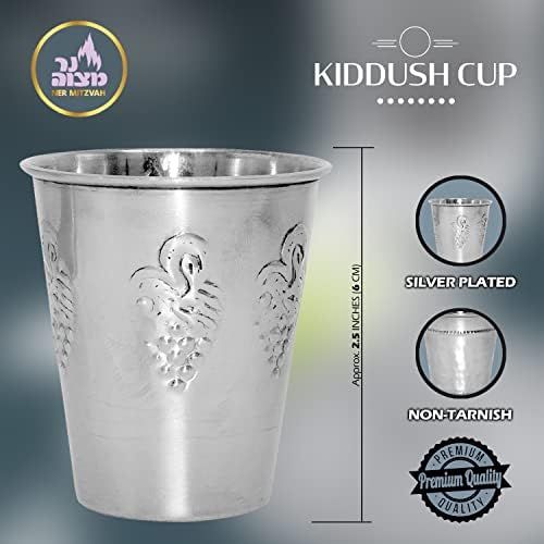  [아마존베스트]Ner Mitzvah Kiddush Cup and Tray - Premium Quality Stainless Steel Wine Cup - For Shabbat and Havdalah - Judaica Shabbos and Holiday Gift