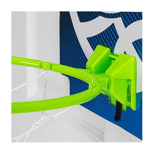 너프 NERF Mini Over the Door Basketball Hoop - Nerfoop Indoor Basketball Hoop for Kids - Toy Door Basketball Hoop + Mini NERF Foam Basketball Game Set - Perfect for Bedroom Indoor Basketball - Green