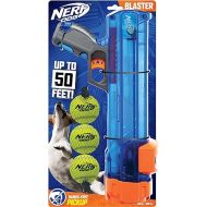 Nerf Dog Compact Tennis Ball Blaster Gift Set, Great for Fetch, Hands-Free Reload, Launches up to 50 ft, Single Unit, Includes 3 Balls, 4791, Translucent Blue