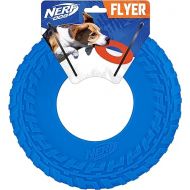 Nerf Dog Rubber Tire Flyer Dog Toy, Flying Disc, Lightweight, Durable, Floats in Water, Great for Beach and Pool, 10 Inch Diameter, for Medium/Large Breeds, Single Unit, Blue, Original