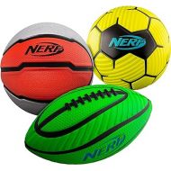 Nerf Mini Foam Sports Ball Set - Foam Football, Soccer Ball + Basketball Set Soft Foam Sports Set for Kids
