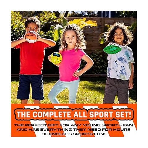 너프 Nerf Mini Foam Sports Ball Set - Foam Football, Soccer Ball + Basketball Set Soft Foam Sports Set for Kids