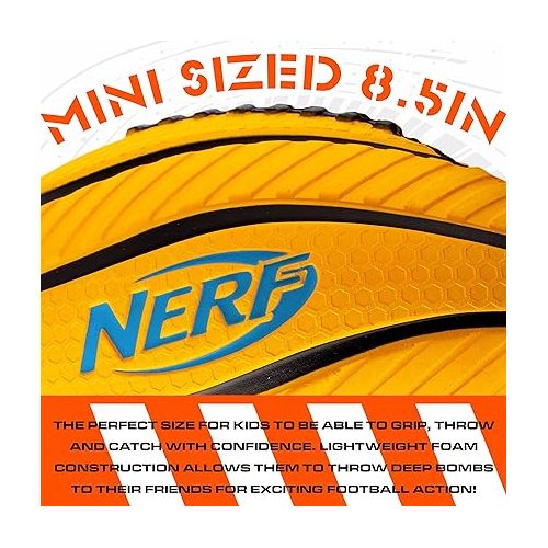 너프 Nerf Kids Foam Football - Spiral Grip Mini Soft Foam Football for Kids - Easy Grip Junior Football - 8.5