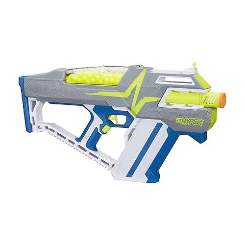 너프 Nerf Hyper Mach-100 Fully Motorized Blaster, 80 Hyper Rounds, Eyewear, Up to 110 FPS Velocity, Easy Reload, Holds Up to 100 Rounds