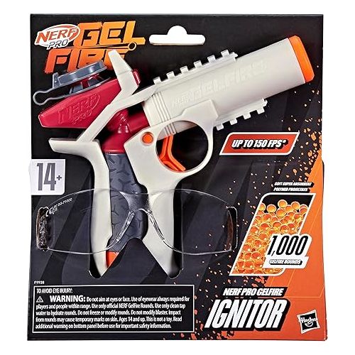 너프 Nerf Pro Gelfire Ignitor Blaster, 1000 Gelfire Rounds, 60 Round Capacity, T-Pull Priming, Up to 150 FPS, Eyewear, Gifts for Teens Ages 14+