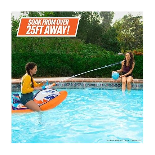 너프 NERF Super Soaker Stormforce Ride-On Racer - Inflatable Pool Float with Pool-Fed Mega Water Blaster