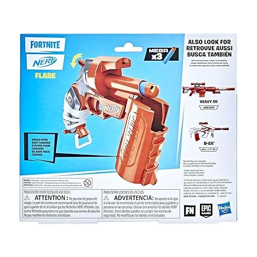 너프 Nerf Fortnite Flare Dart Blaster, Break-Open Dart Loading, includes 3 Mega Darts That Whistle Through The Air, Pull-Down Priming Handle