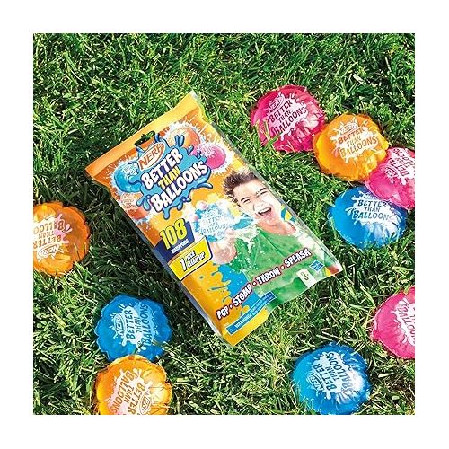 너프 NERF Better Than Balloons Water Toys, 108 Pods, Easy 1 Piece Clean Up, Lots of Ways to Play, Backyard Water Fun, Gifts for Kids, Ages 3+