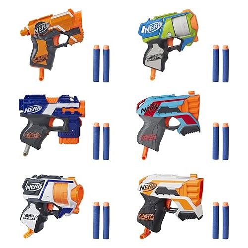 너프 NERF MicroShots 6-Blaster Bundle - 6 Mini Dart-Firing Elite Blasters and 6 Official Elite Darts - Kids, Teens, Adults (Amazon Exclusive), 1.73 x 16.5 x 10.98 inches