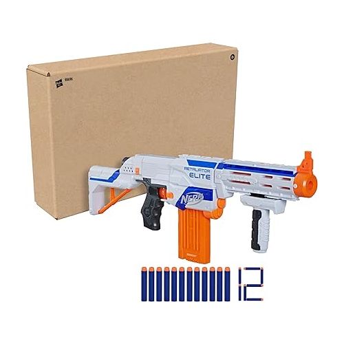 너프 NERF N-Strike Elite Retaliator Blaster, Stock, Grip, Barrel, 12-Clip, 12 Darts, Outdoor Toys for Kids 8+ (Amazon Exclusive)