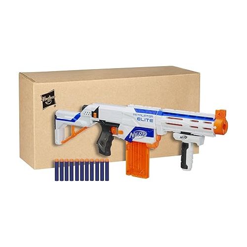 너프 NERF N-Strike Elite Retaliator Blaster, Stock, Grip, Barrel, 12-Clip, 12 Darts, Outdoor Toys for Kids 8+ (Amazon Exclusive)